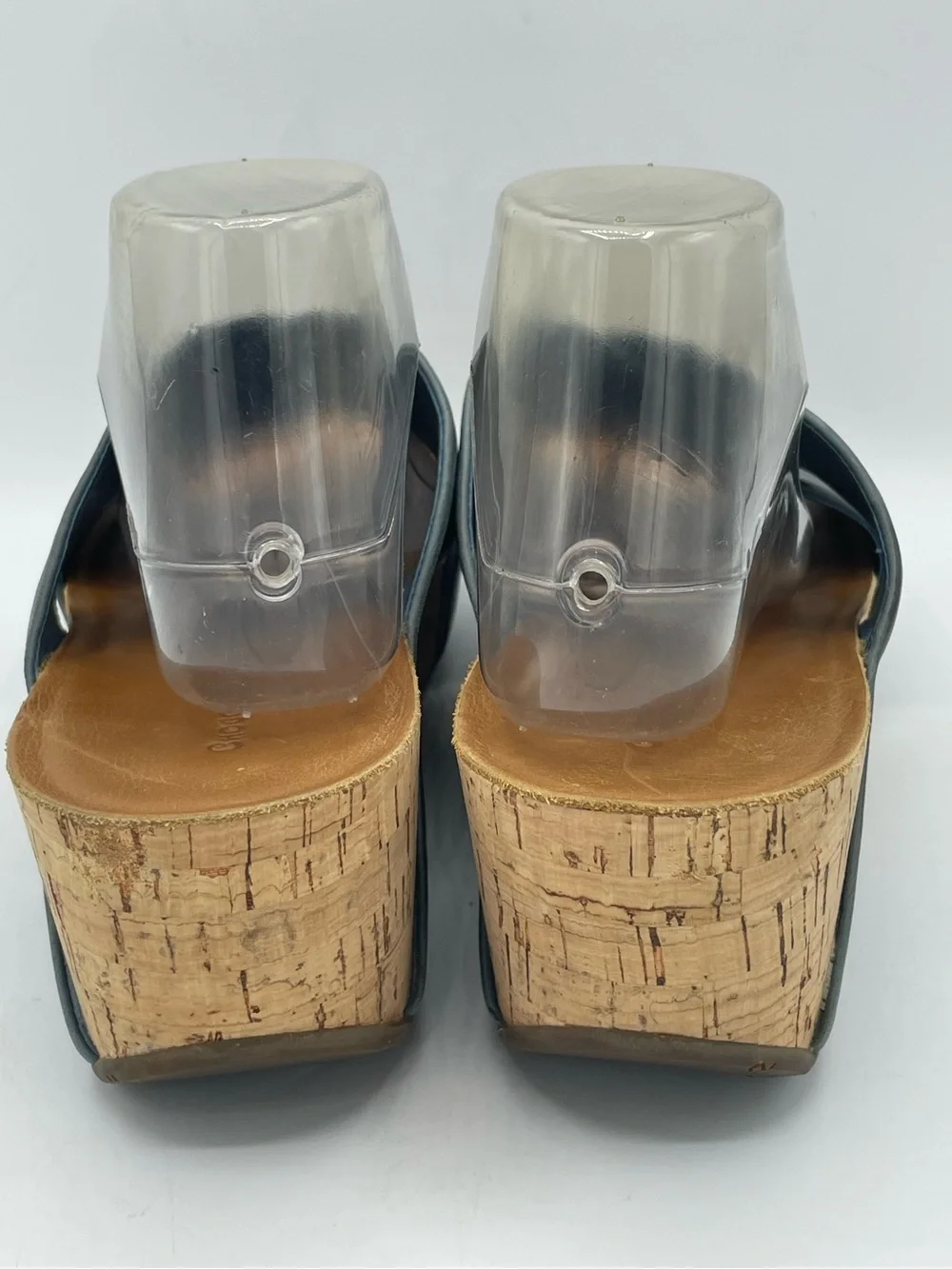 Chocolat Blu Melissa Cork Wedge Sandal with Blue Leather Crisscross Straps